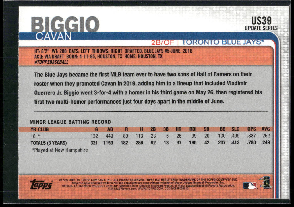 2019 Topps Update #US39 Cavan Biggio