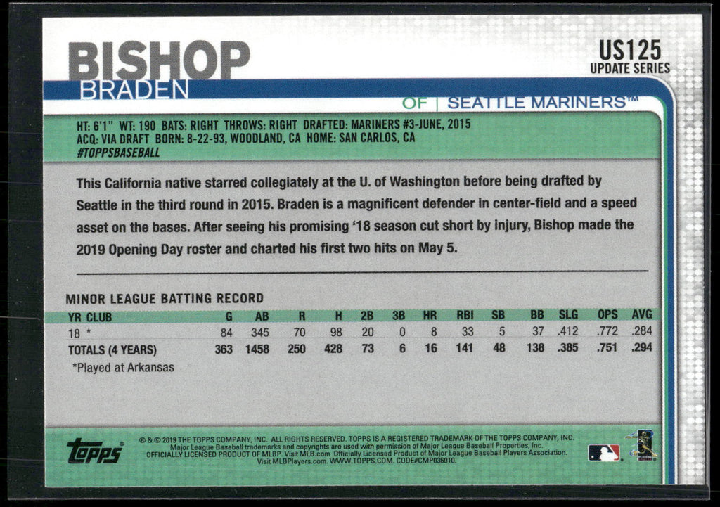 2019 Topps Update #US125 Braden Bishop