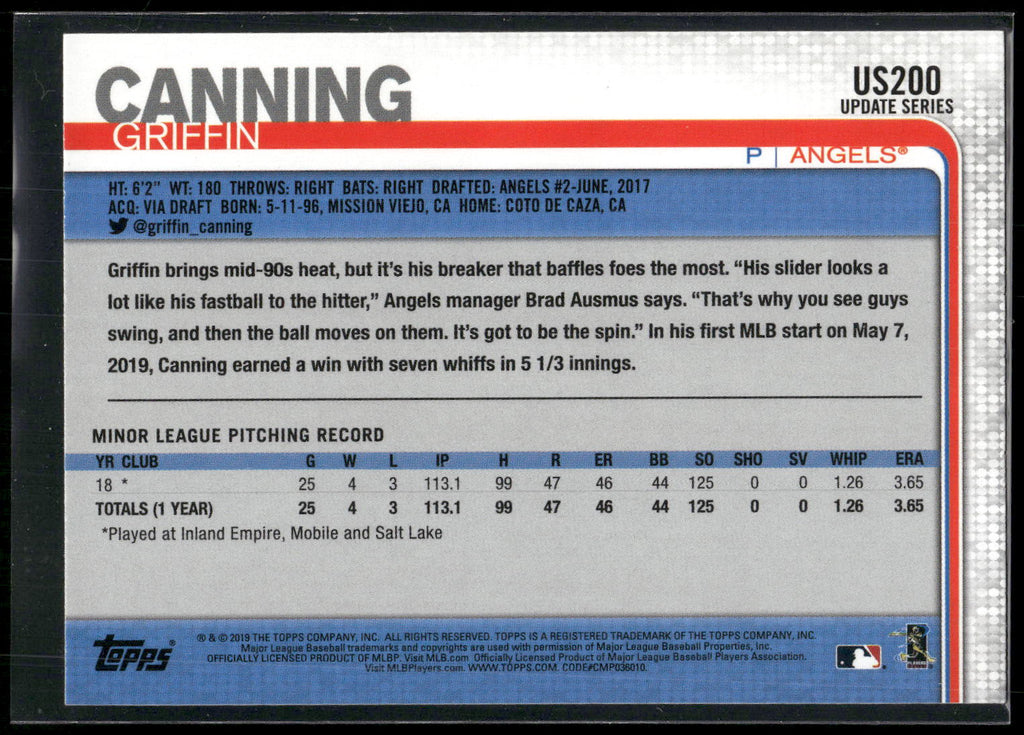 2019 Topps Update #US200 Griffin Canning
