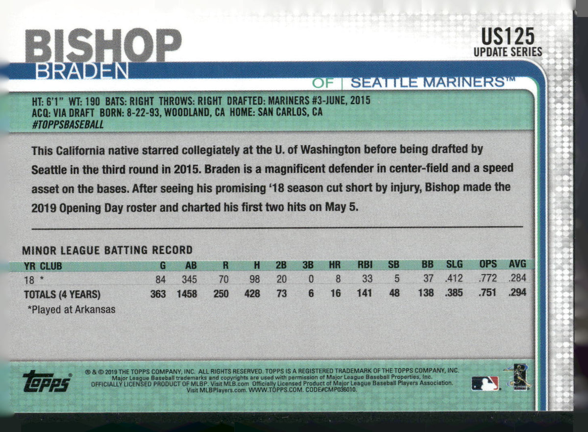 2019 Topps Update #US125 Braden Bishop