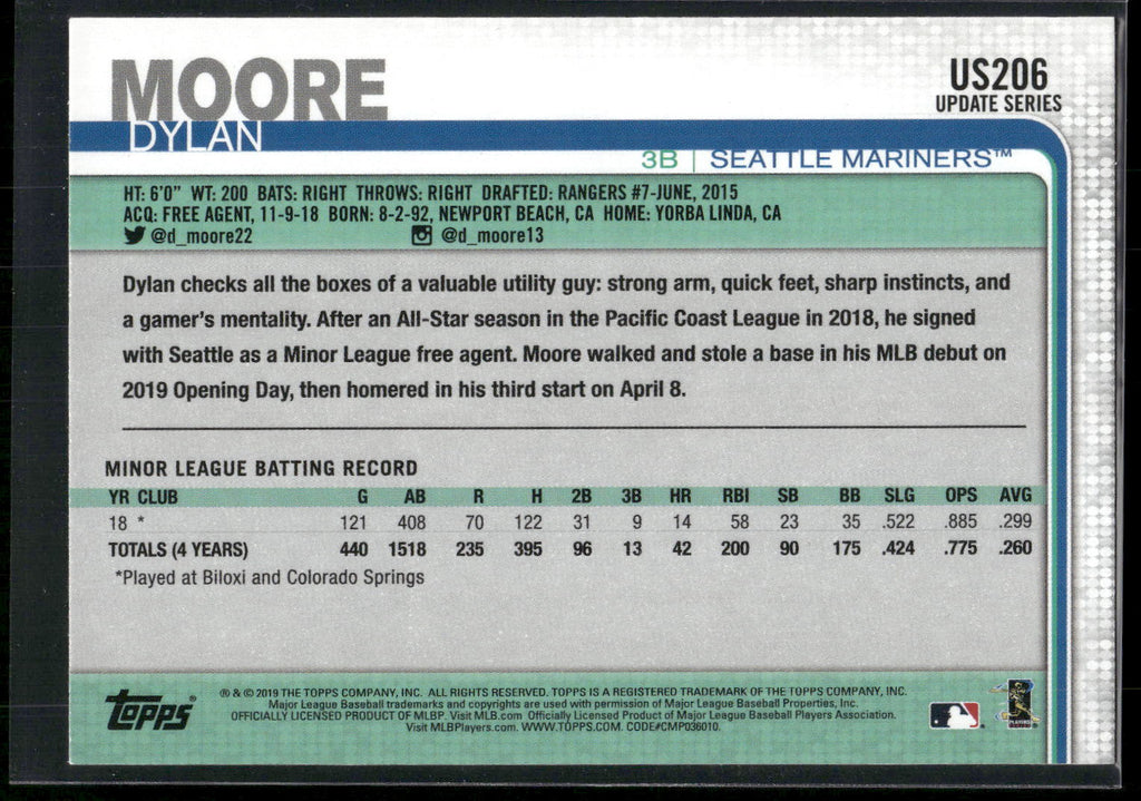 2019 Topps Update #US206 Dylan Moore