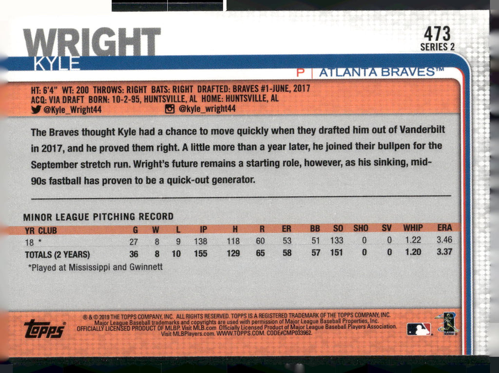2019 Topps #473 Kyle Wright