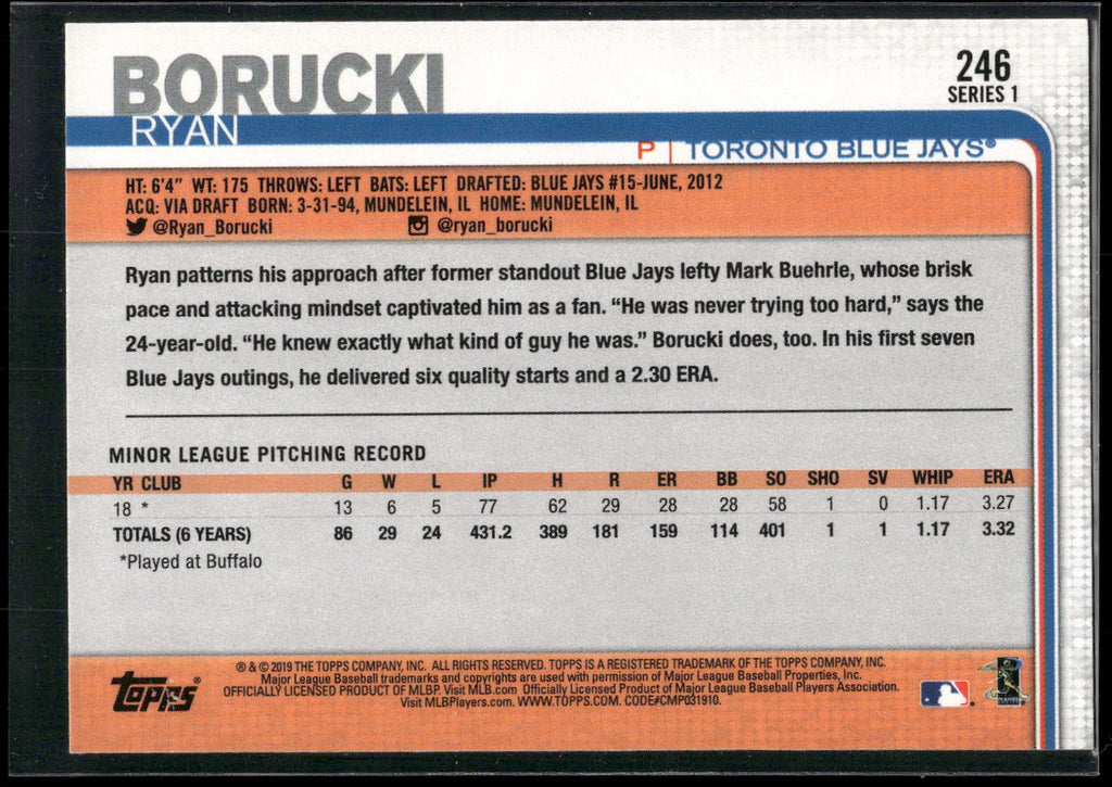 2019 Topps #246 Ryan Borucki