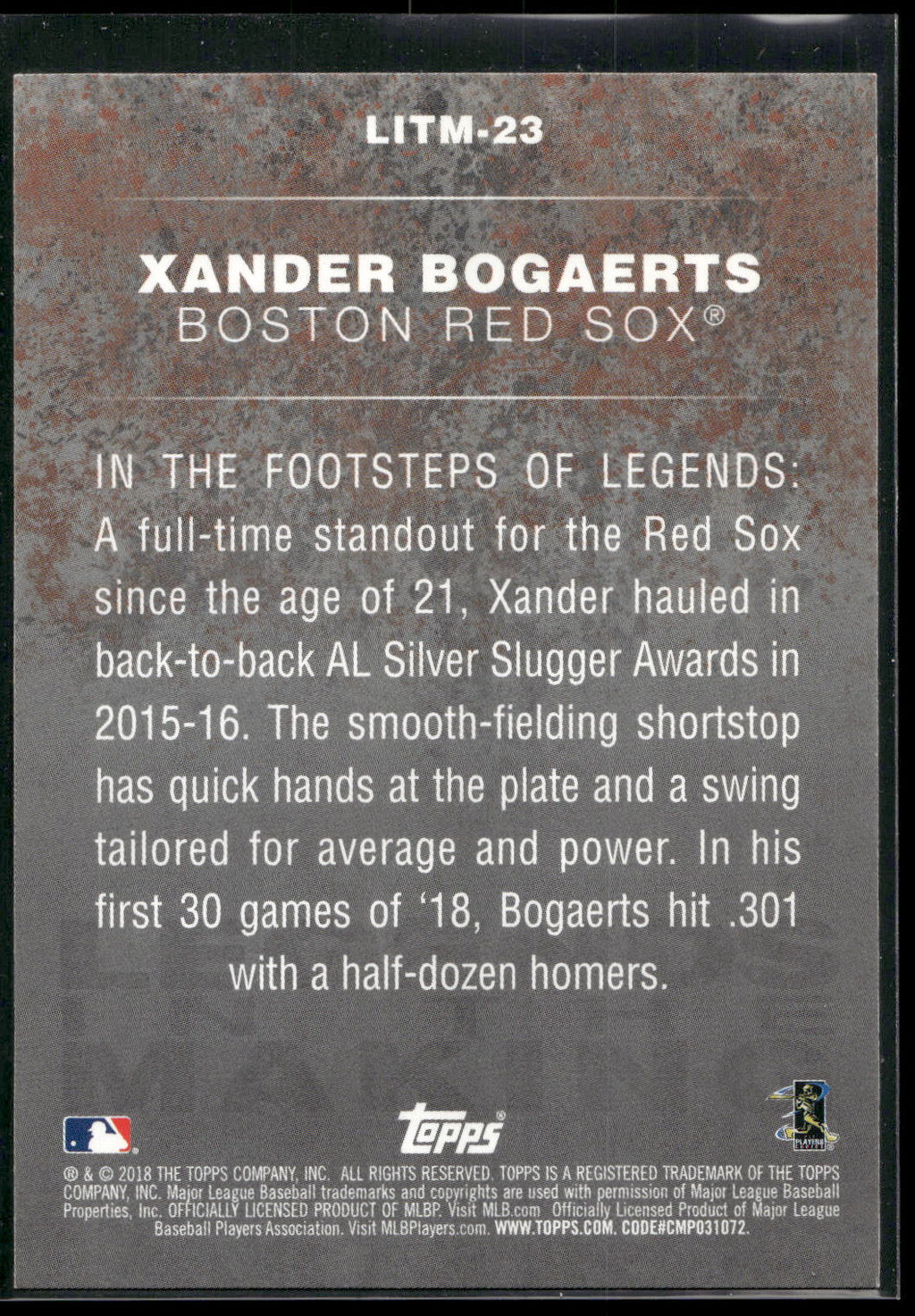 2018 Topps Update #LITM-23 Xander Bogaerts Legends in the Making