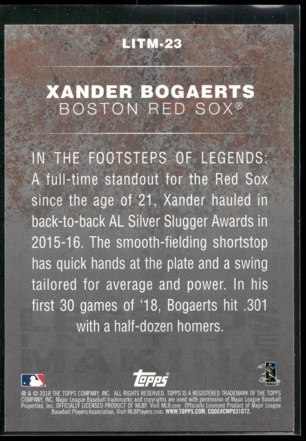 2018 Topps Update #LITM-23 Xander Bogaerts Legends in the Making