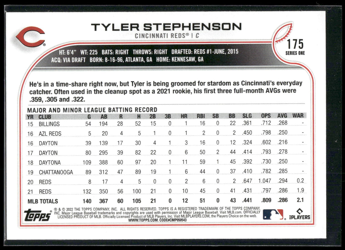 2022 Topps #175 Tyler Stephenson