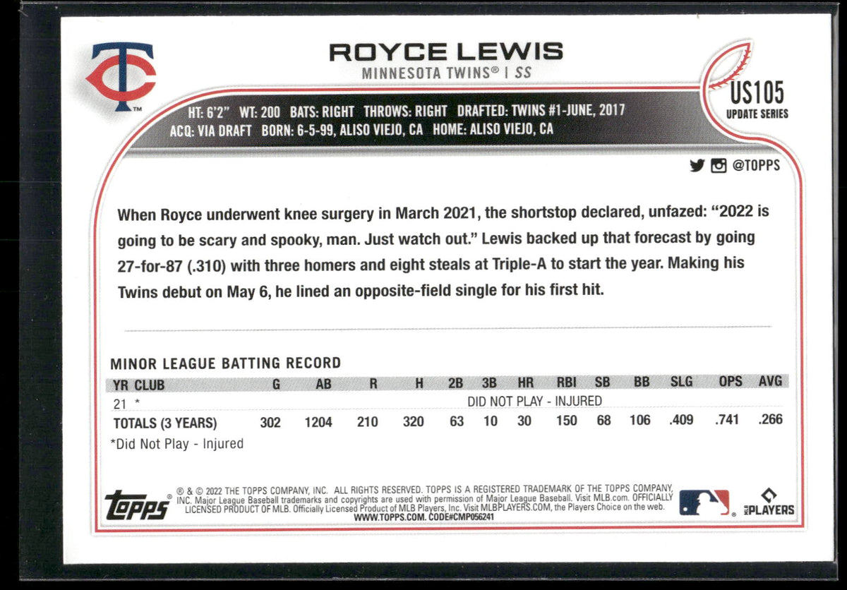 2022 Topps Update #US105 Royce Lewis