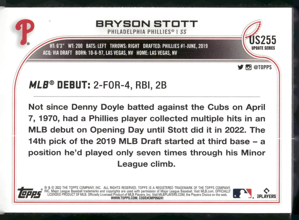 2022 Topps Update #US255 Bryson Stott