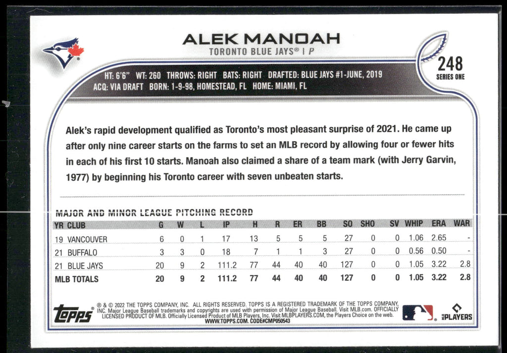 2022 Topps #248 Alek Manoah