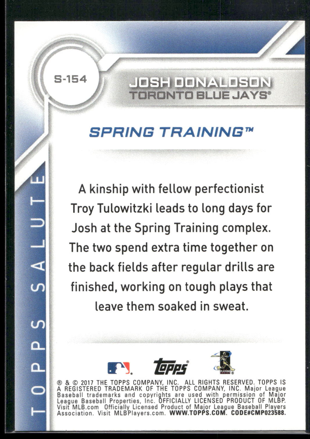 2017 Topps #S-154 Josh Donaldson Salute