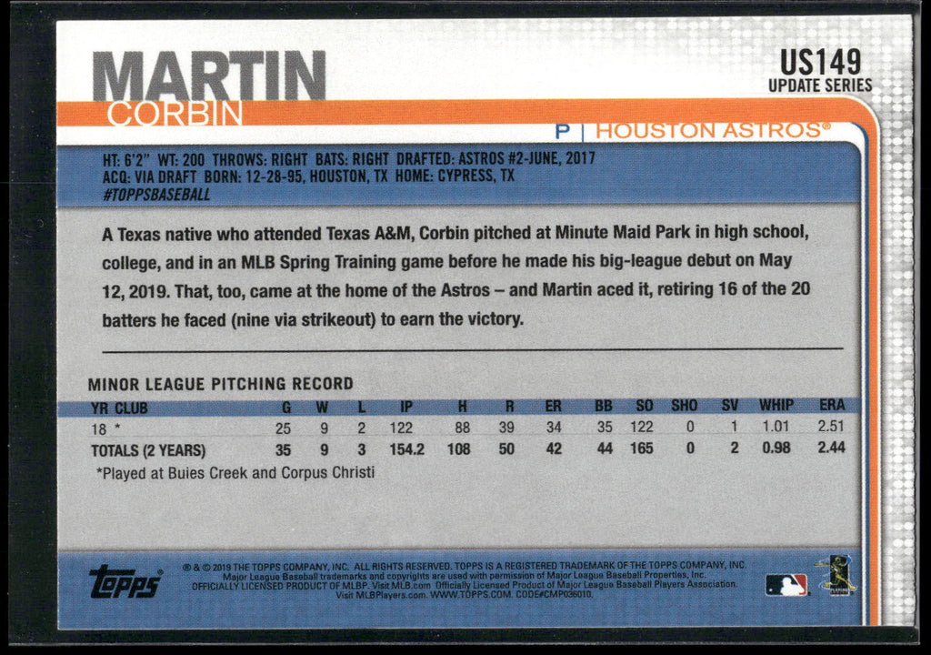 2019 Topps Update #US149 Corbin Martin
