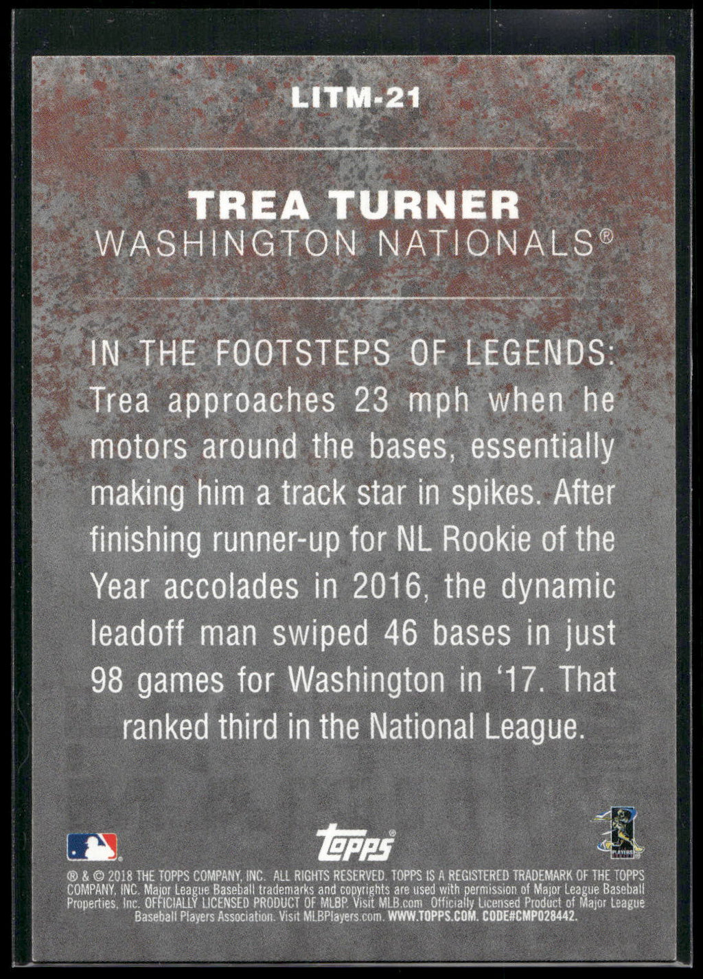 2018 Topps #LITM-21 Trea Turner Legends in the Making (Series 2)