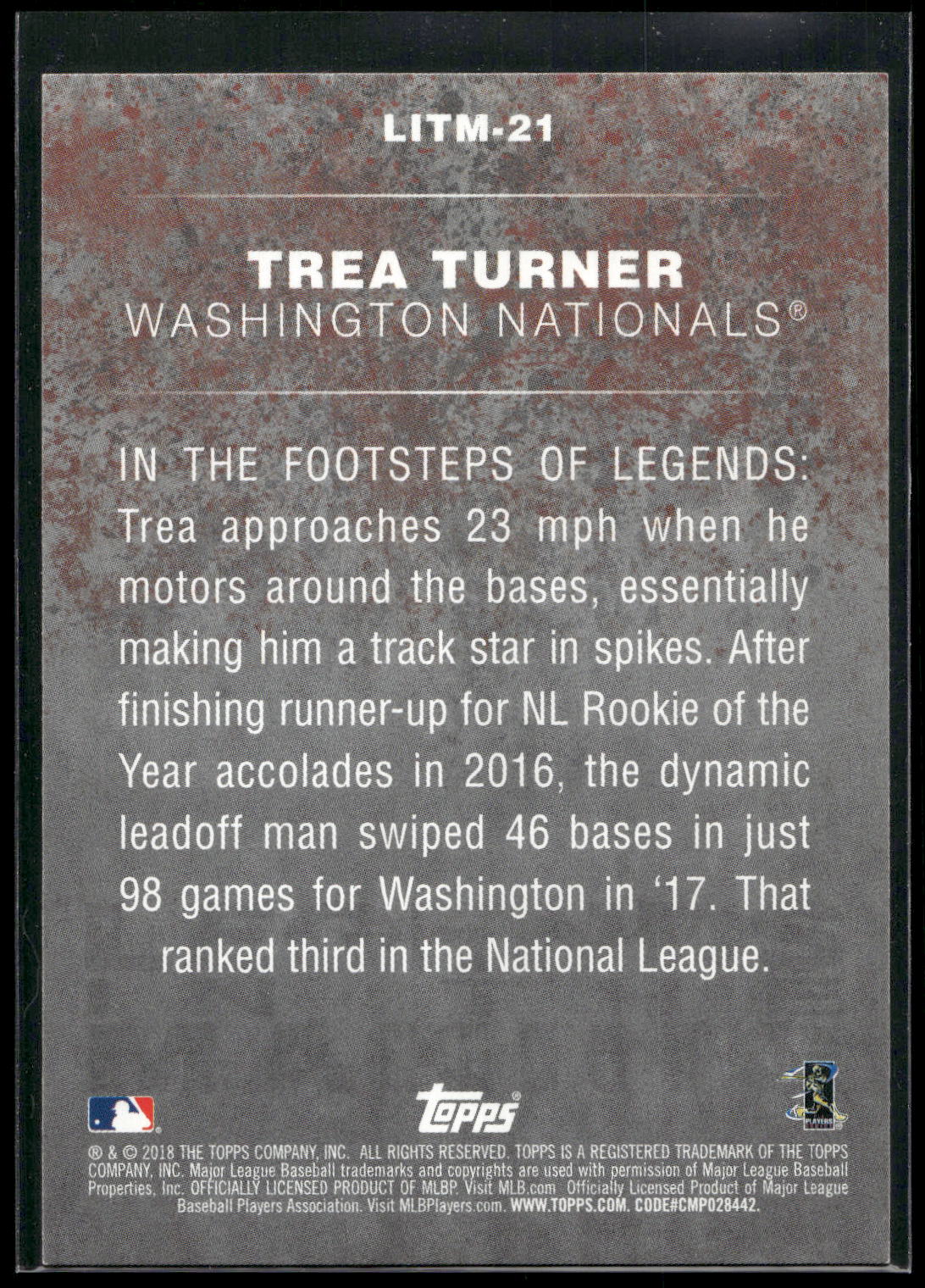2018 Topps #LITM-21 Trea Turner Legends in the Making (Series 2)
