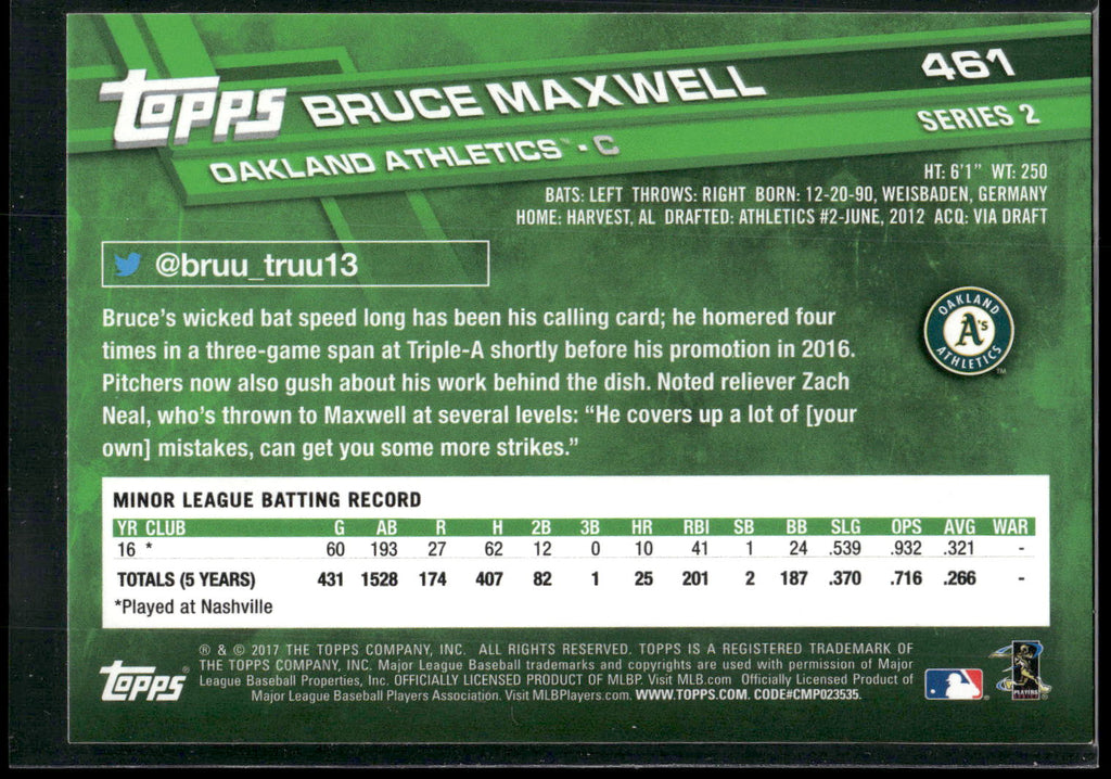 2017 Topps #461 Bruce Maxwell