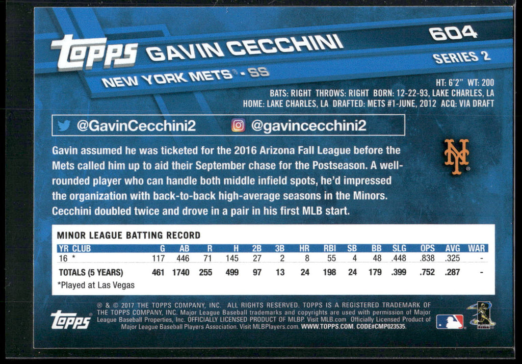 2017 Topps #604 Gavin Cecchini