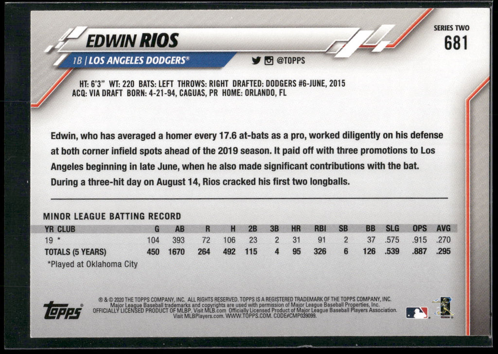 2020 Topps #681 Edwin Rios