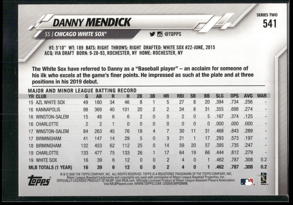 2020 Topps #541 Danny Mendick
