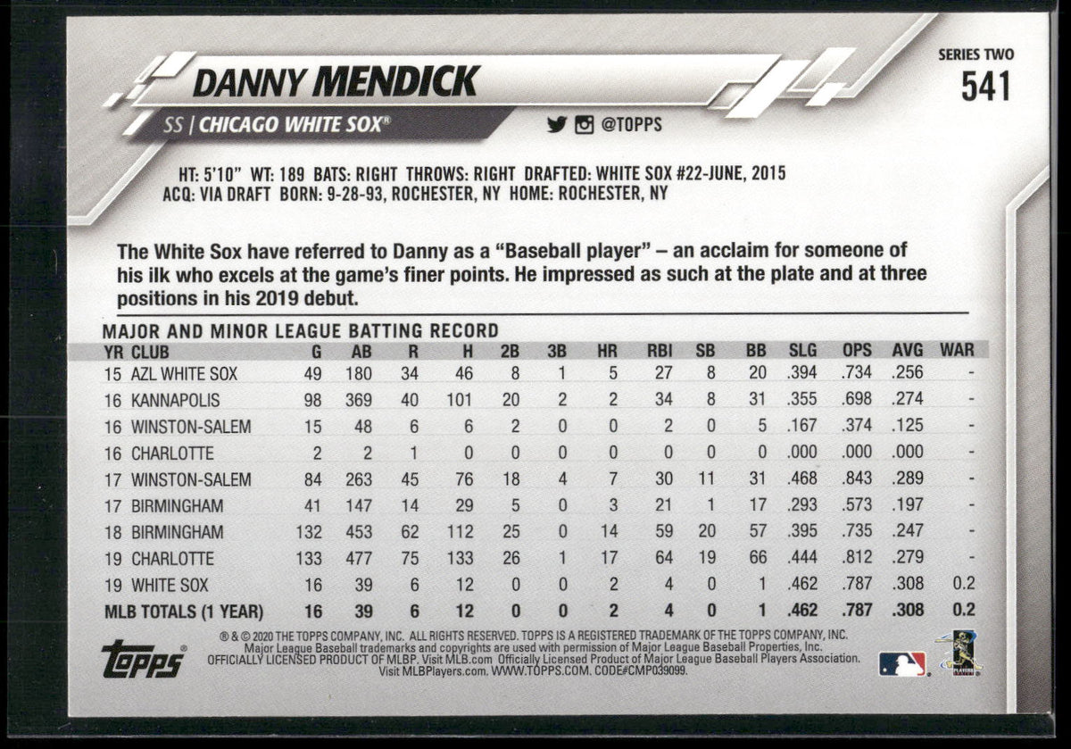 2020 Topps #541 Danny Mendick