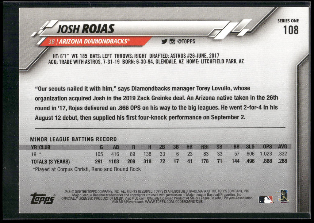 2020 Topps #108 Josh Rojas