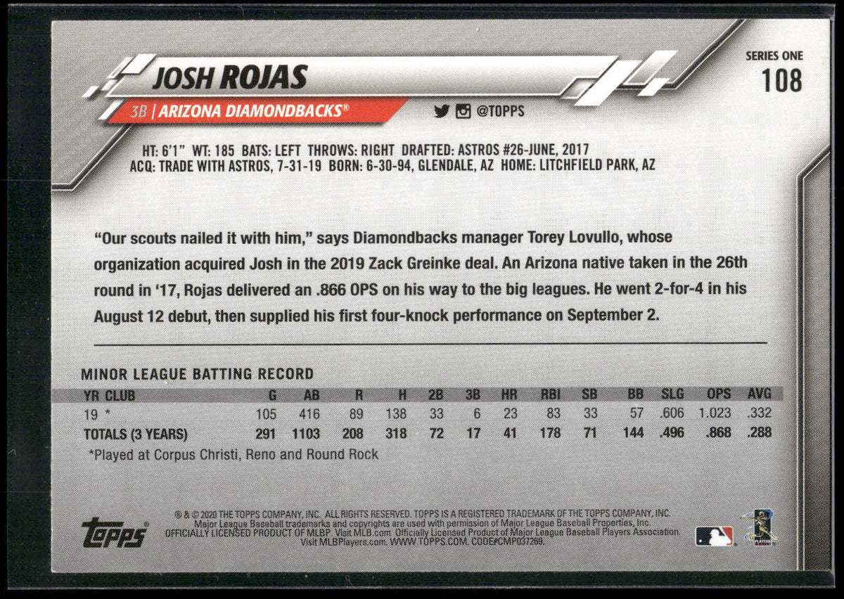 2020 Topps #108 Josh Rojas