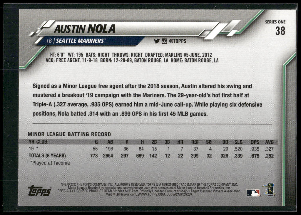 2020 Topps #38 Austin Nola
