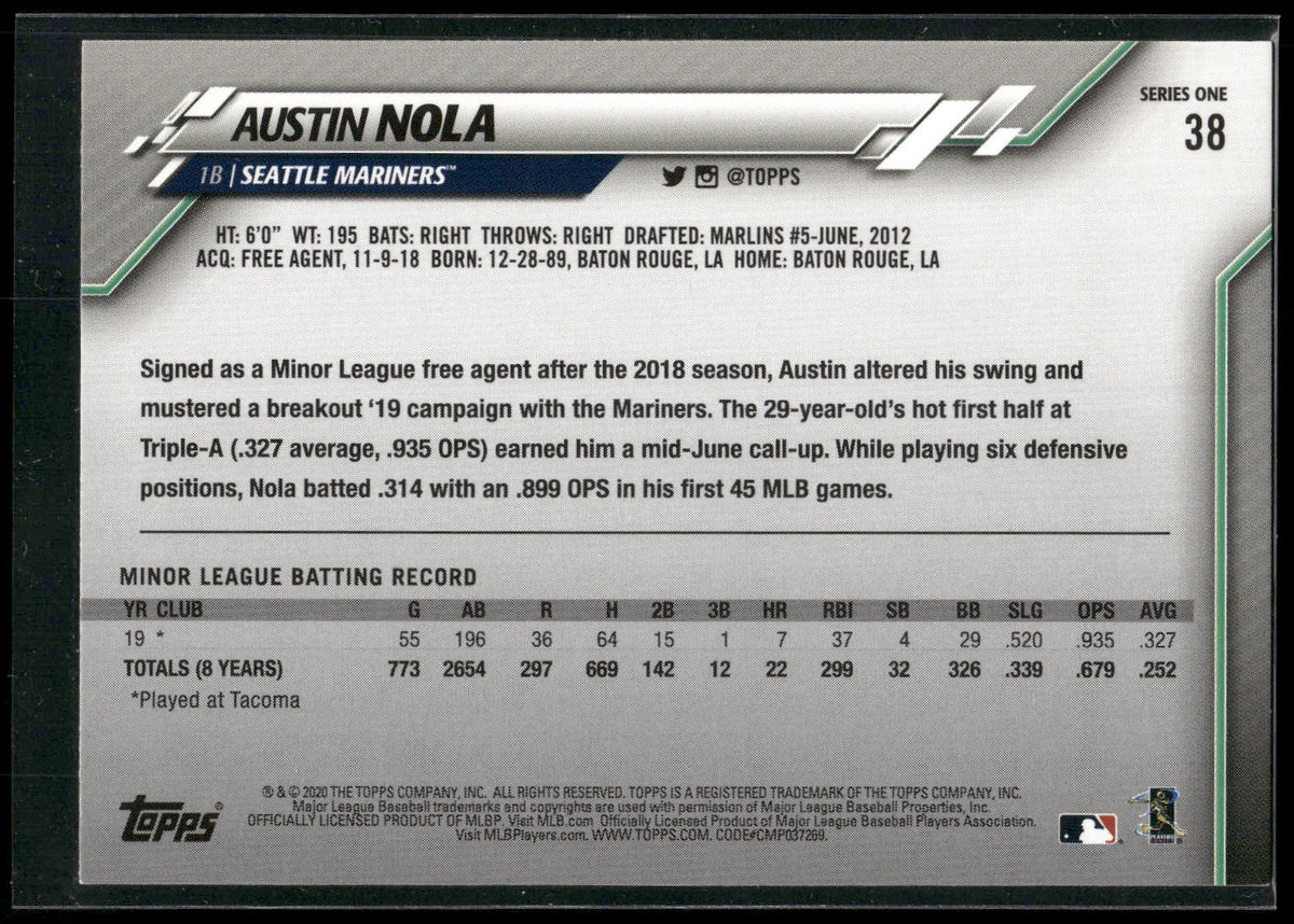 2020 Topps #38 Austin Nola