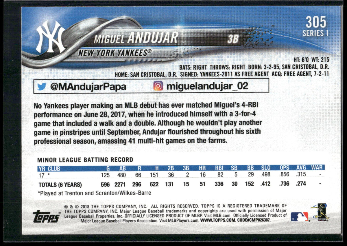 2018 Topps #305 Miguel Andujar