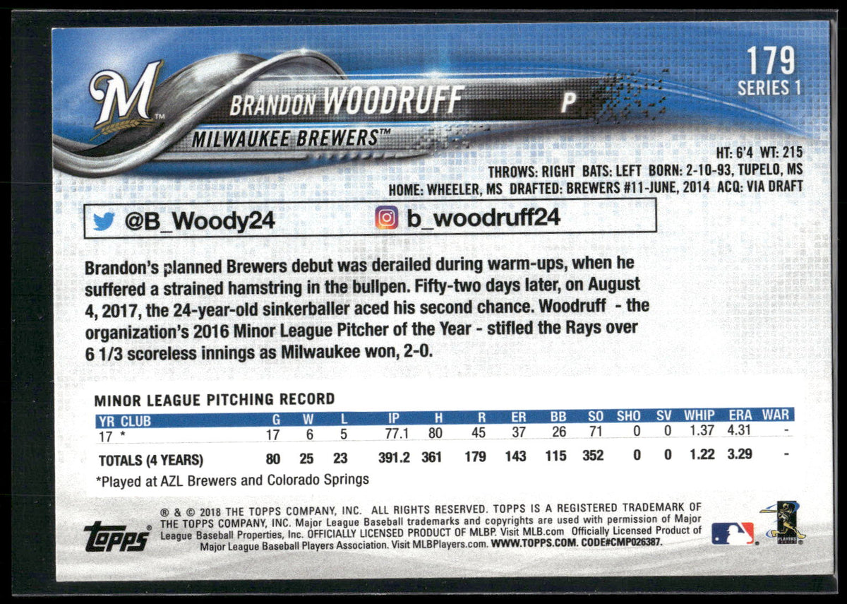 2018 Topps #179 Brandon Woodruff