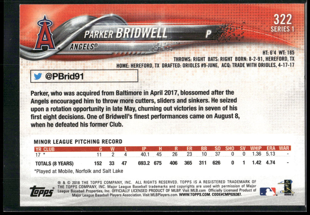 2018 Topps #322 Parker Bridwell