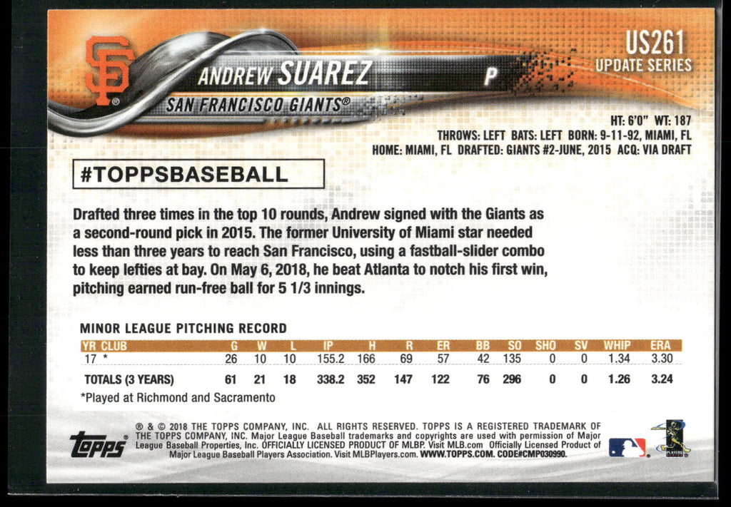 2018 Topps Update #US261 Andrew Suarez