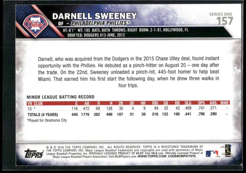 2016 Topps Mini #157 Darnell Sweeney