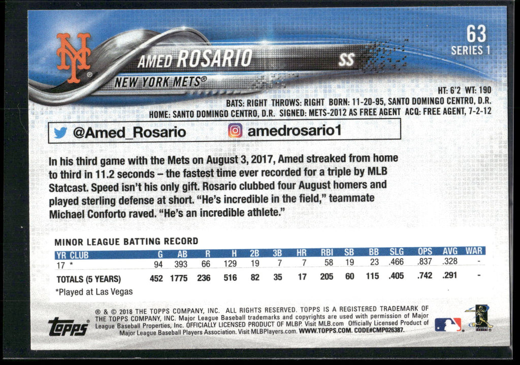 2018 Topps #63 Amed Rosario