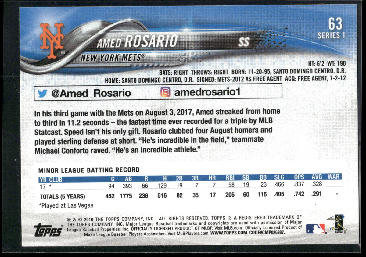 2018 Topps #63 Amed Rosario