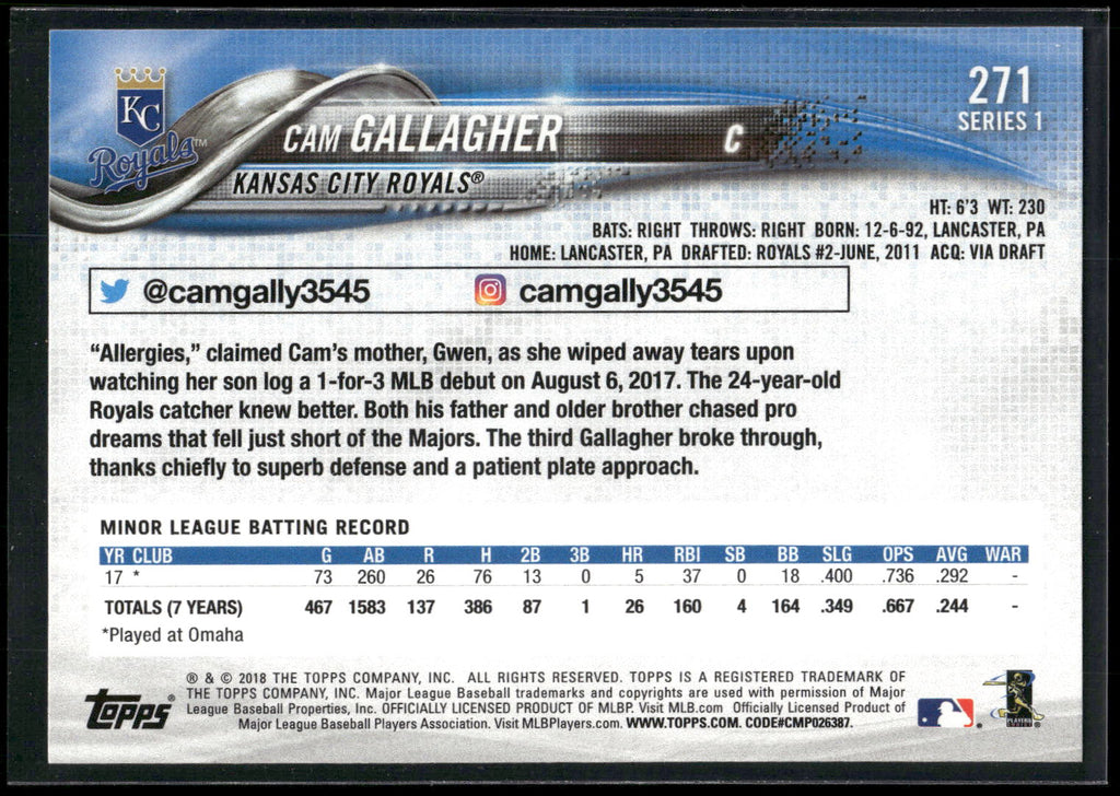 2018 Topps #271 Cam Gallagher