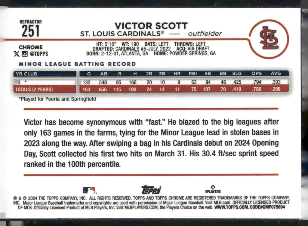 2024 Topps Chrome #251 Victor Scott Refractors