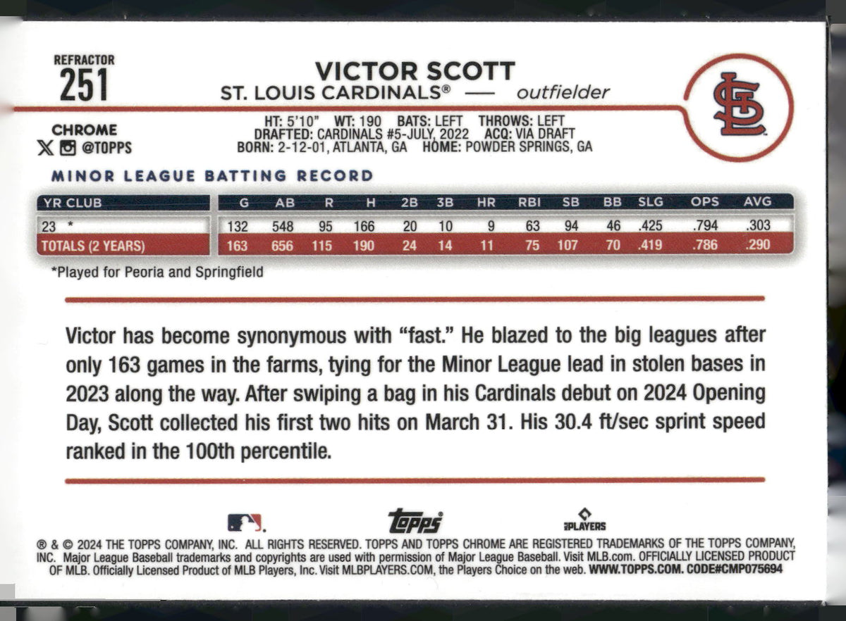 2024 Topps Chrome #251 Victor Scott Refractors