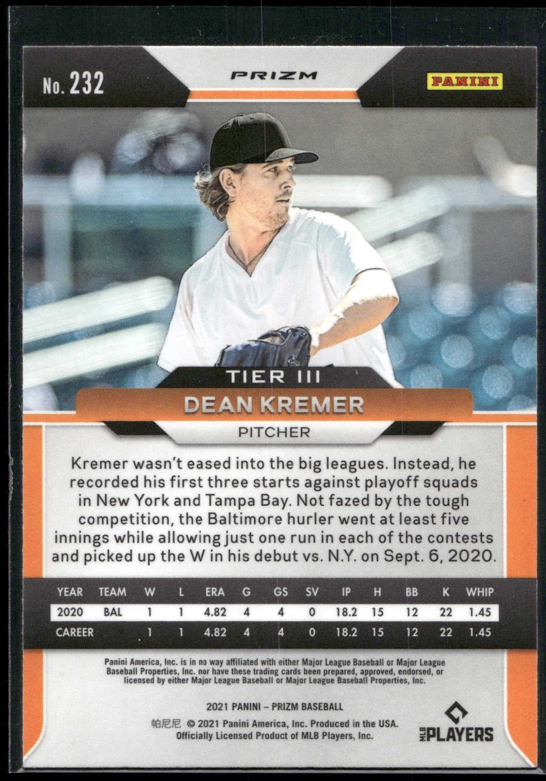 2021 Panini Prizm #232 Dean Kremer Green Prizm