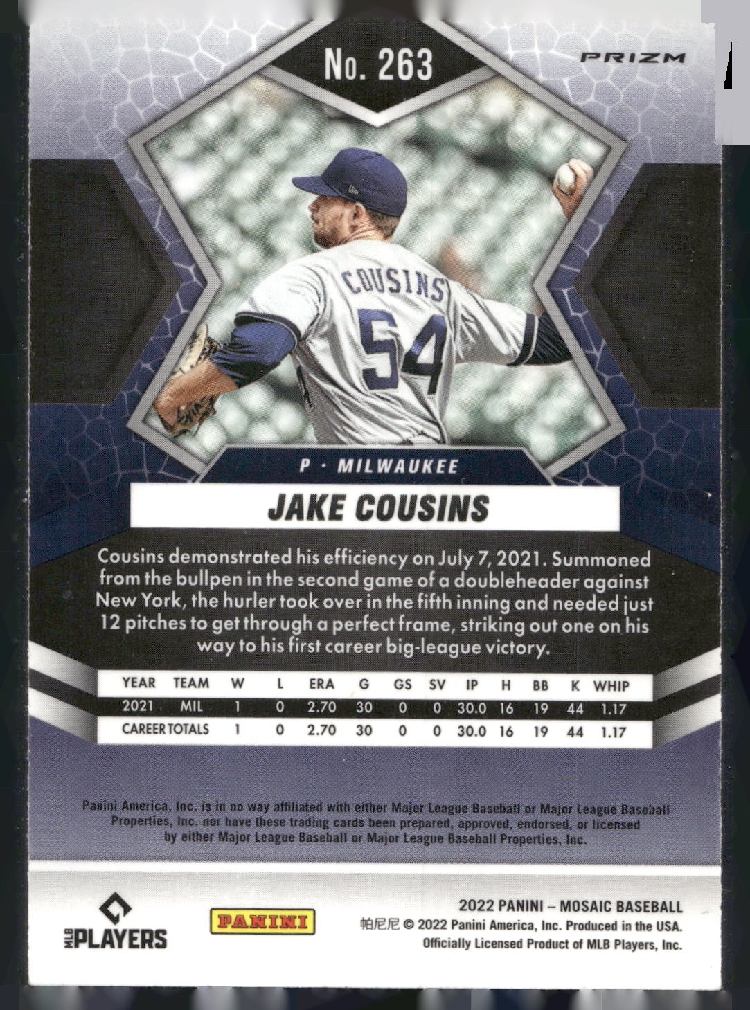 2022 Panini Mosaic #263 Jake Cousins Silver Prizm