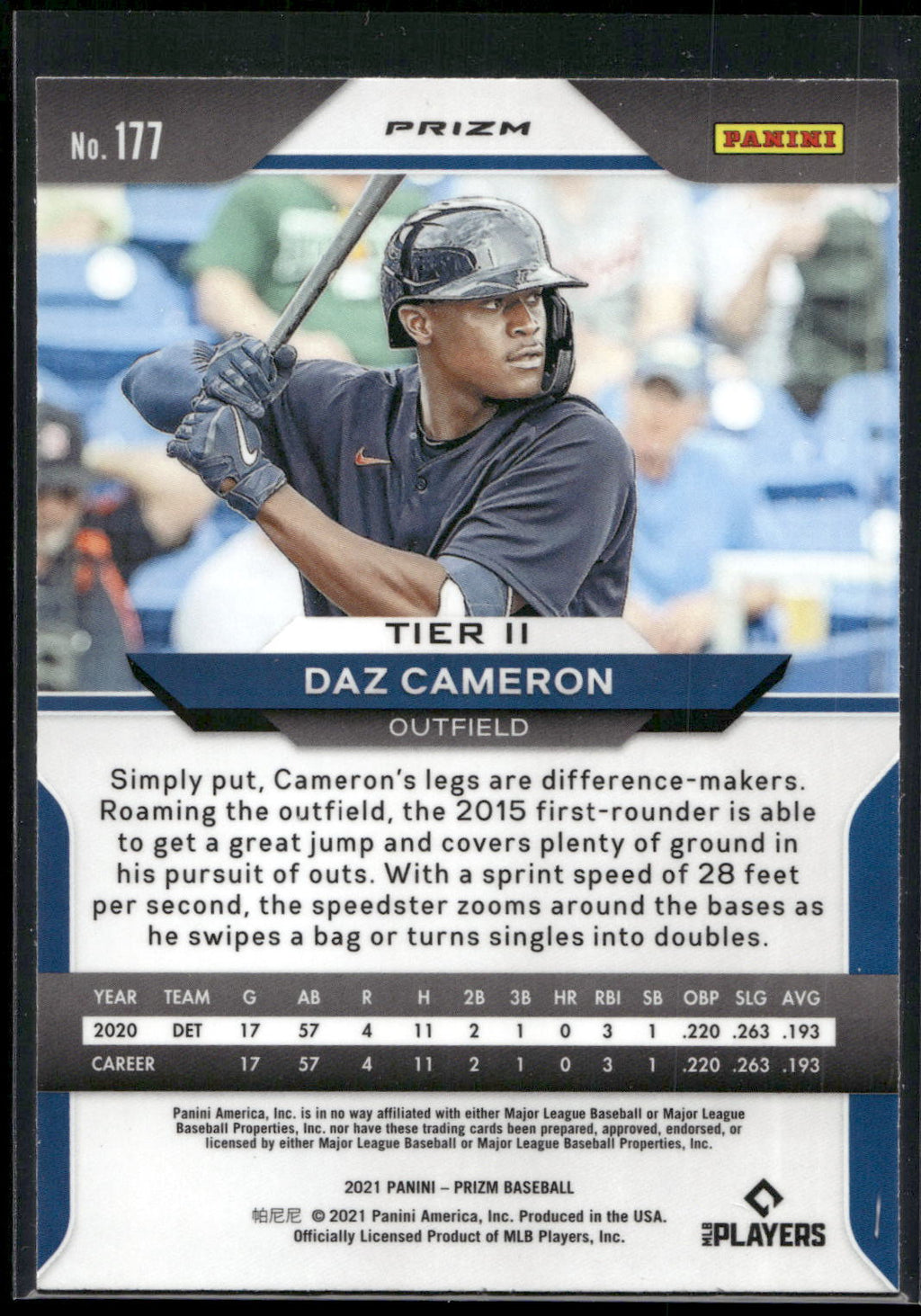 2021 Panini Prizm #177 Daz Cameron Red/White/Blue Prizm