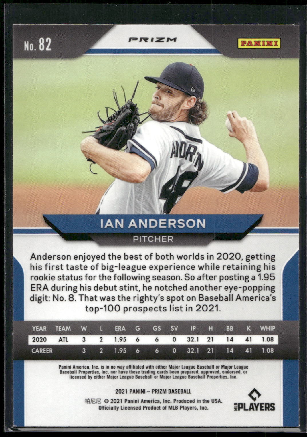 2021 Panini Prizm #82 Ian Anderson Red/White/Blue Prizm