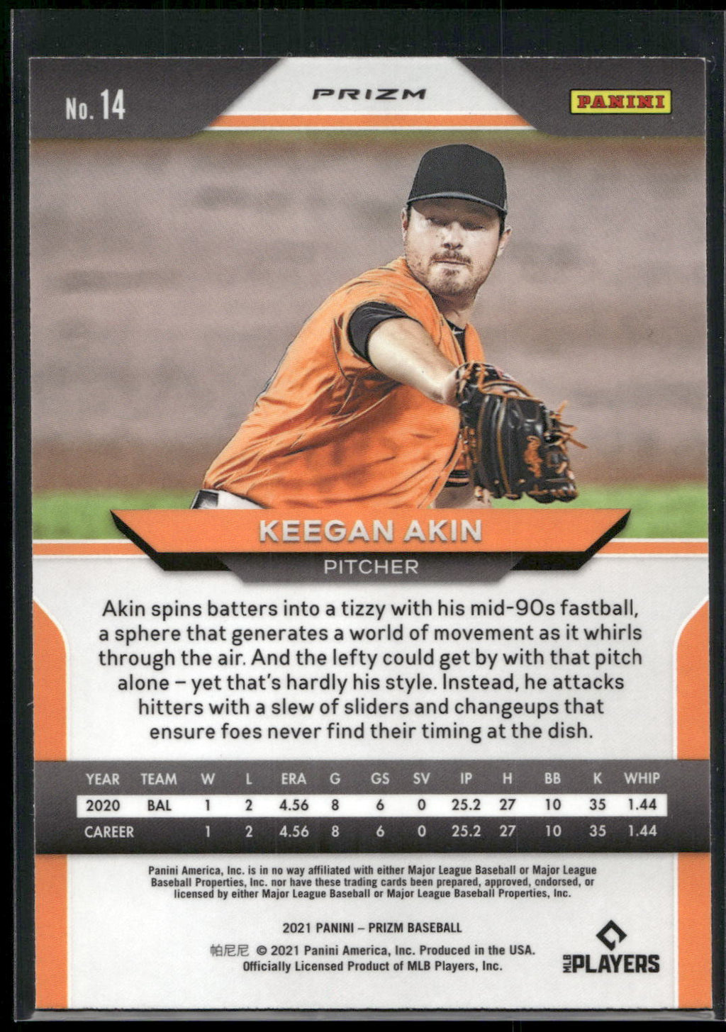 2021 Panini Prizm #14 Keegan Akin Red/White/Blue Prizm