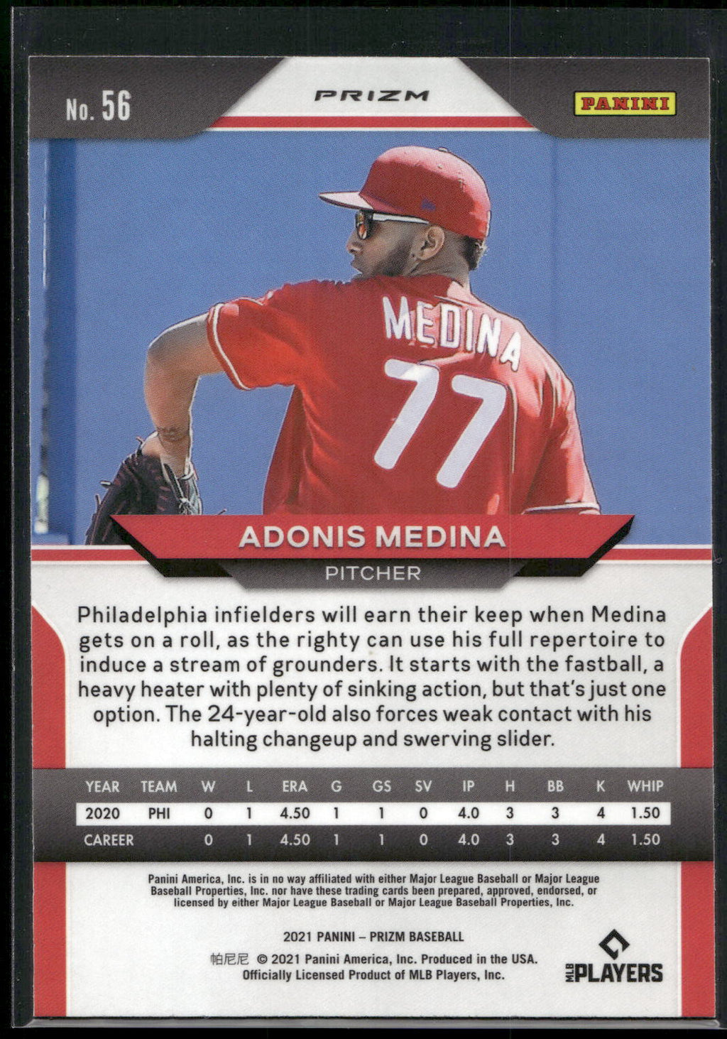 2021 Panini Prizm #56 Adonis Medina Red/White/Blue Prizm