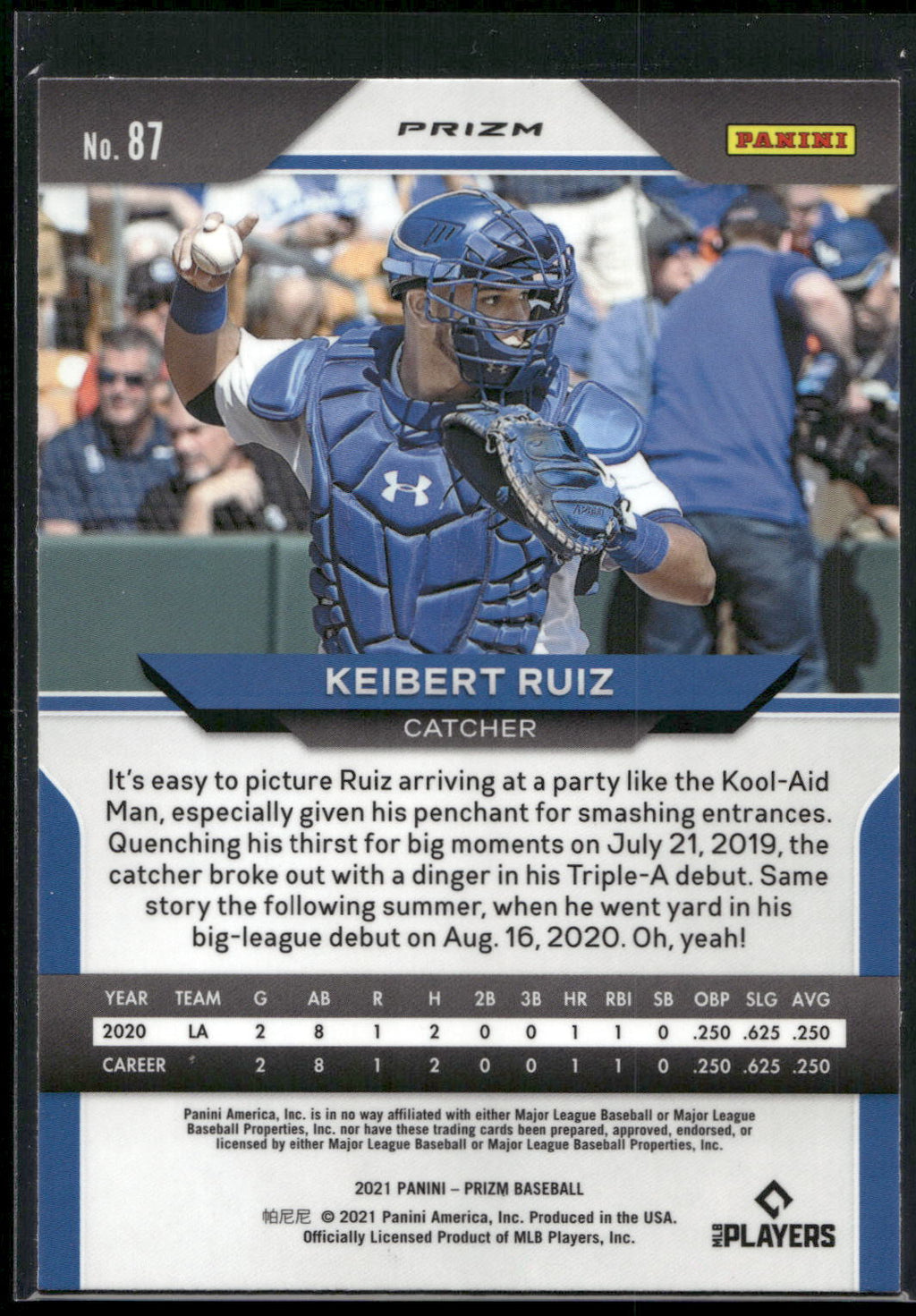 2021 Panini Prizm #87 Keibert Ruiz Red/White/Blue Prizm