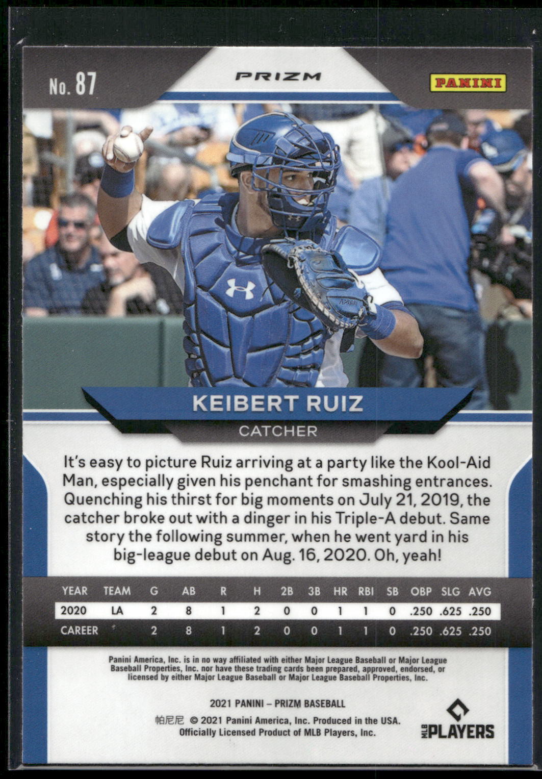 2021 Panini Prizm #87 Keibert Ruiz Red/White/Blue Prizm