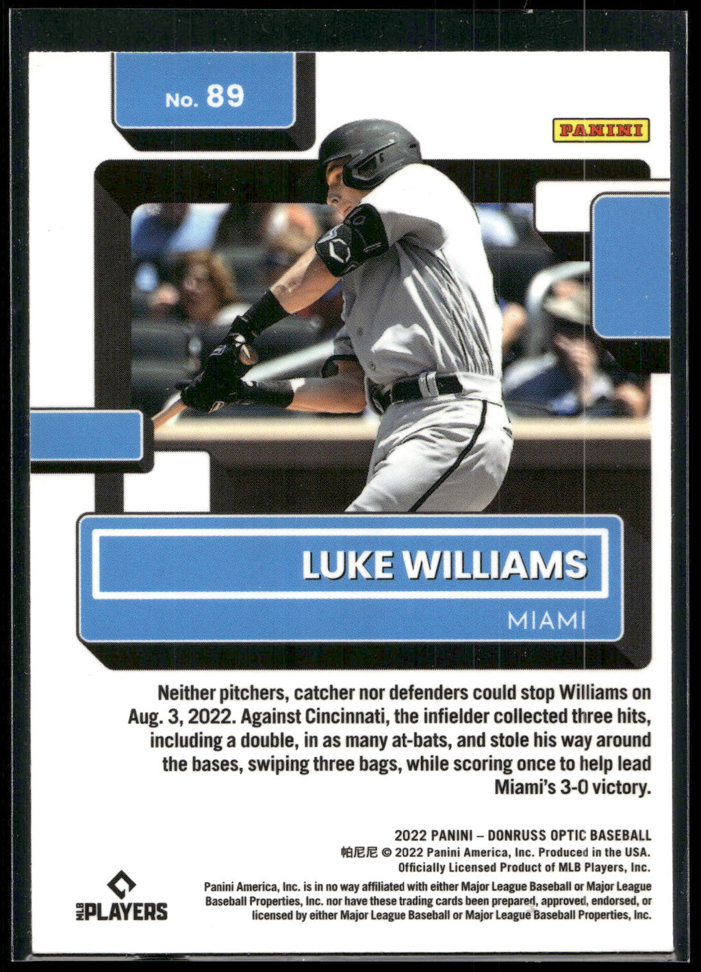 2022 Donruss Optic #89 Luke Williams