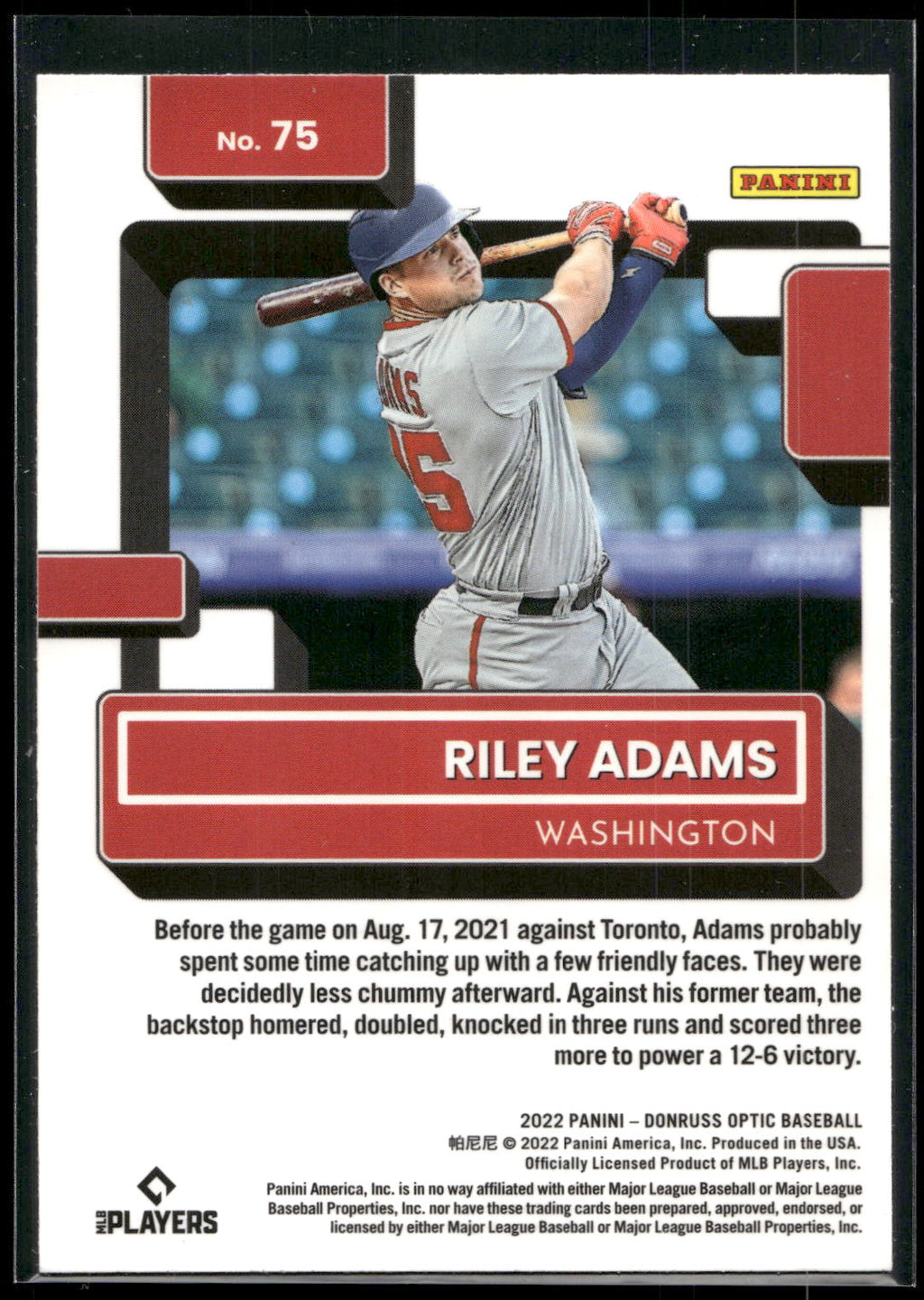 2022 Donruss Optic #75 Riley Adams