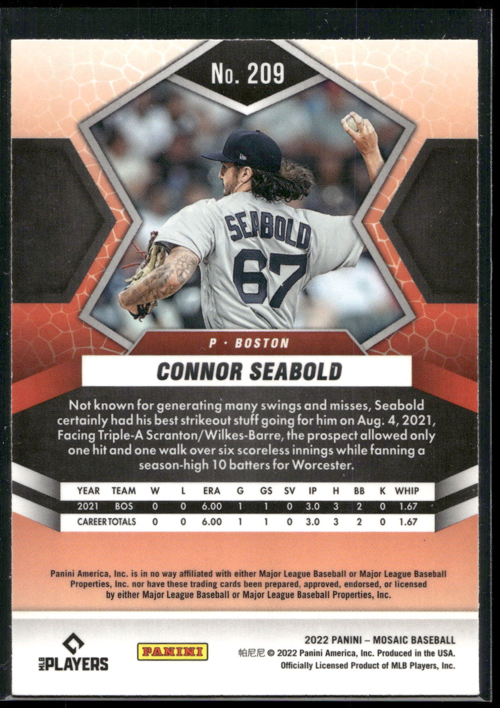 2022 Panini Mosaic #209 Connor Seabold