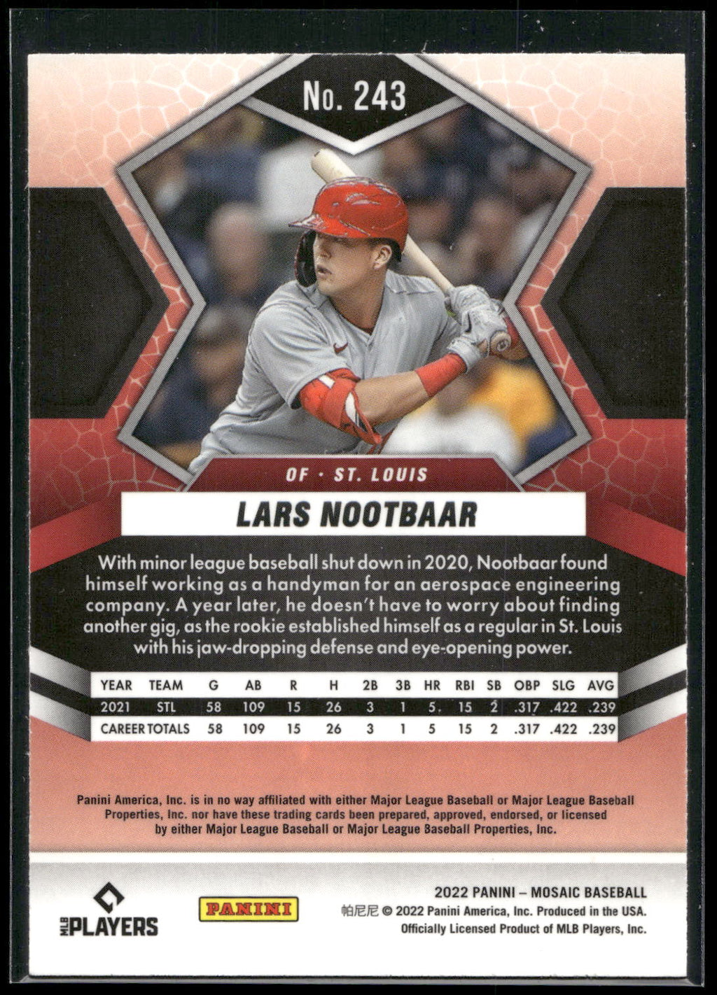 2022 Panini Mosaic #243 Lars Nootbaar