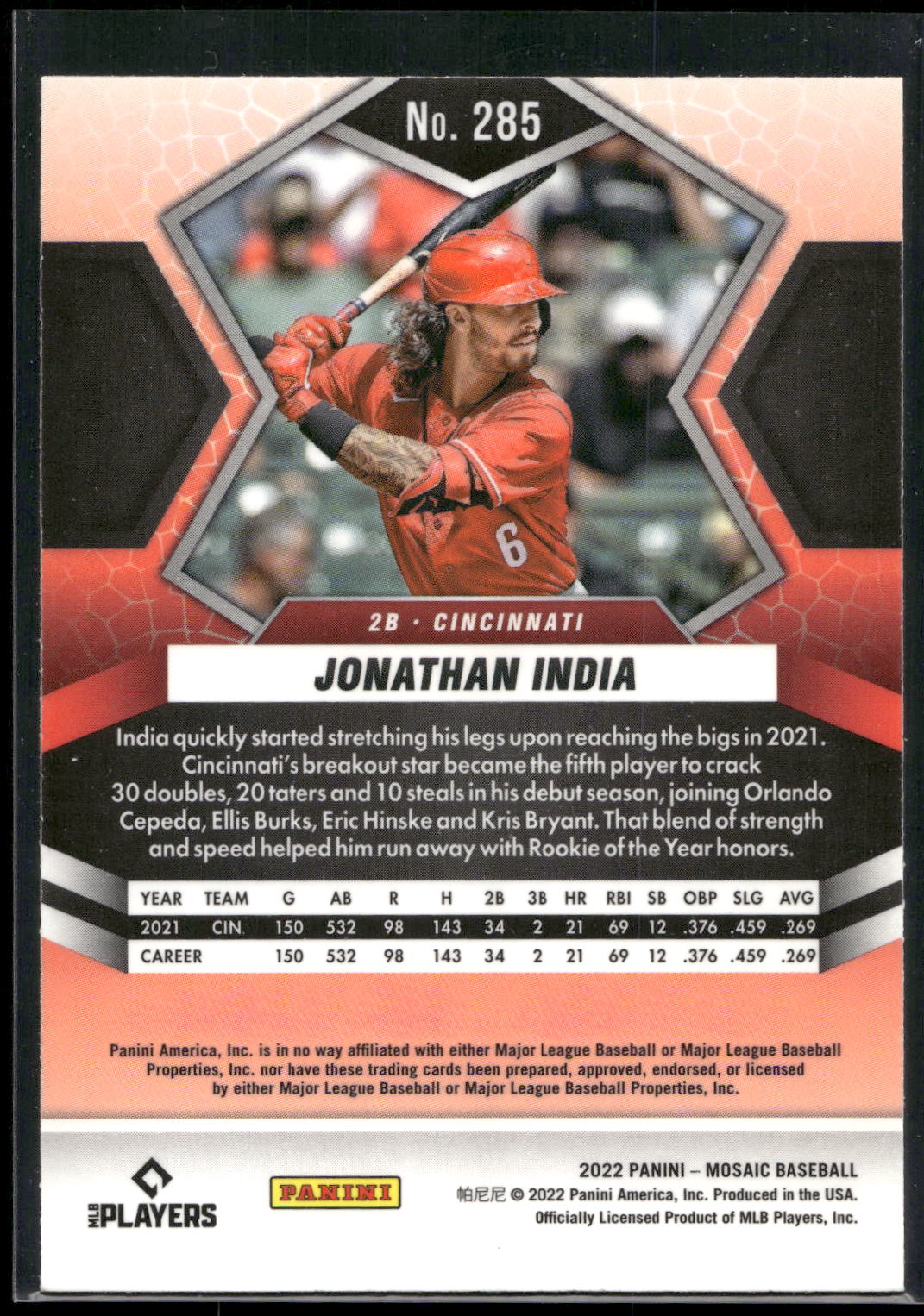 2022 Panini Mosaic #285 Jonathan India