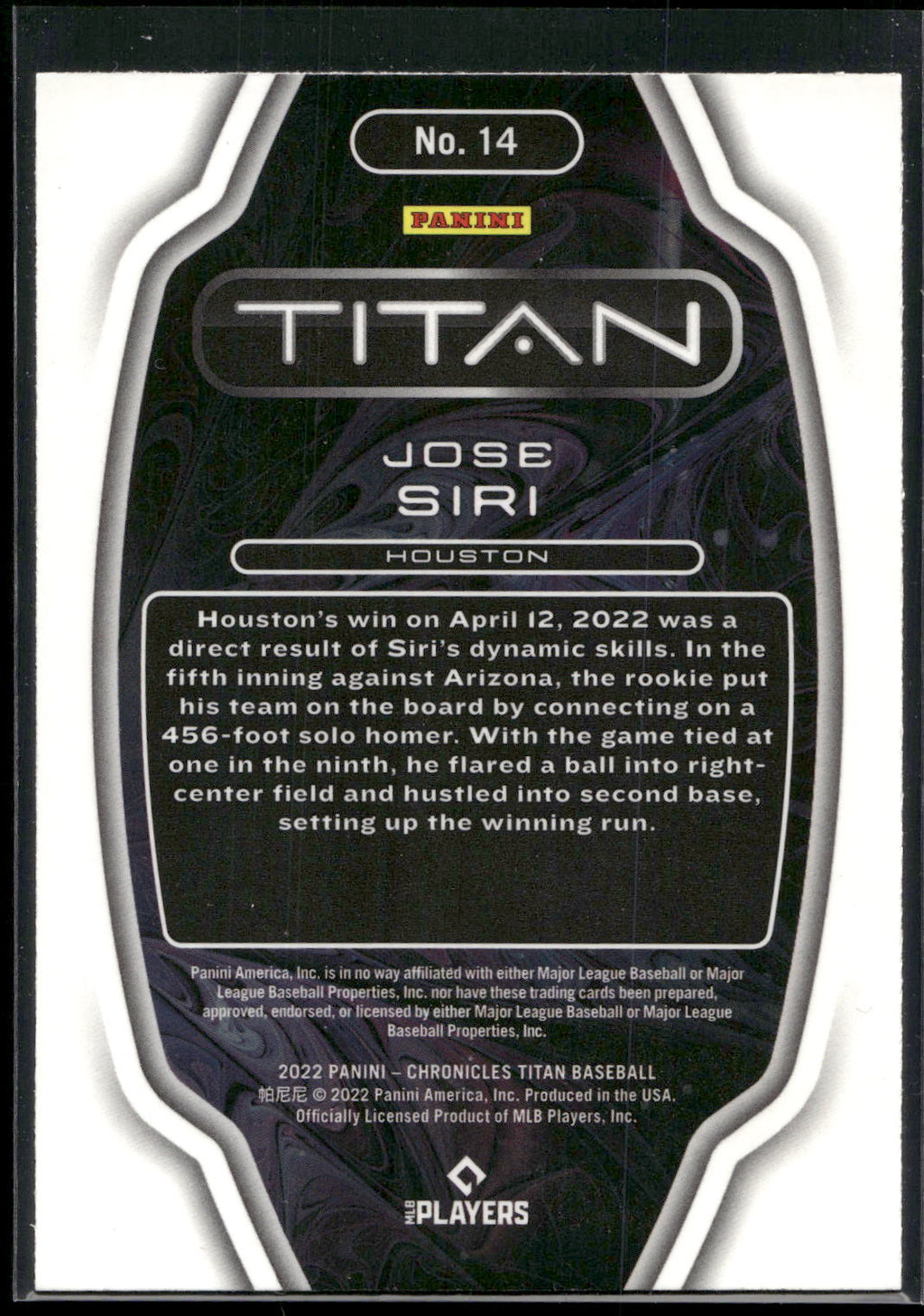 2022 Panini Chronicles #14 Jose Siri Titan